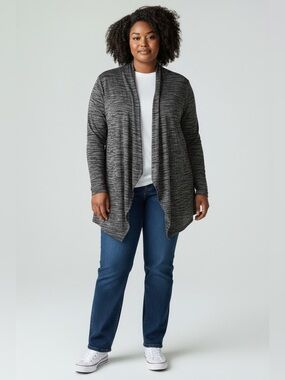 Apt. 9 Black Heather Open-Front Cardigan